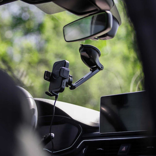 Spacecase Ufuzon Handyhalterung Auto mit verstellbaren Haken und kabellosem Aufladen Schwarz