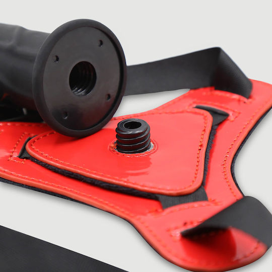 Strap On Harness Realistic Dildo & Screw-lock Red
