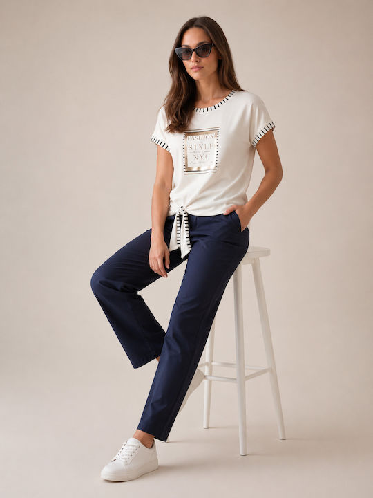 Women's Striped Ecru Blouse