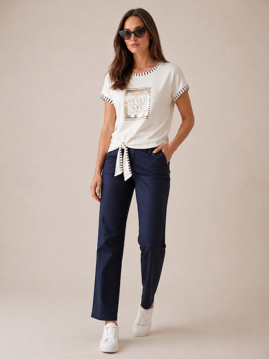 Women's Striped Ecru Blouse