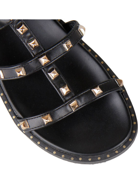 Flache Sandalen Für Damen Gladiator Schwarz