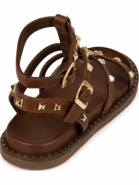 Sandale Casual Damă Gladiator Maro