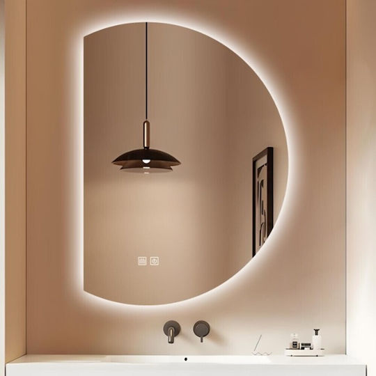 Futura Полукръгло Огледало за Баня LED Touch 60x80cm Бял