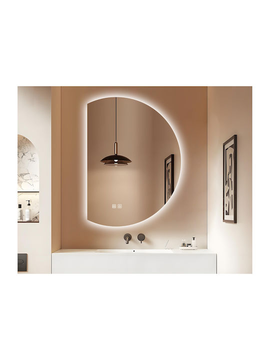 Futura Oglindă de Baie Semicirculară cu Lumini LED cu Atingere 60x80cm Albă