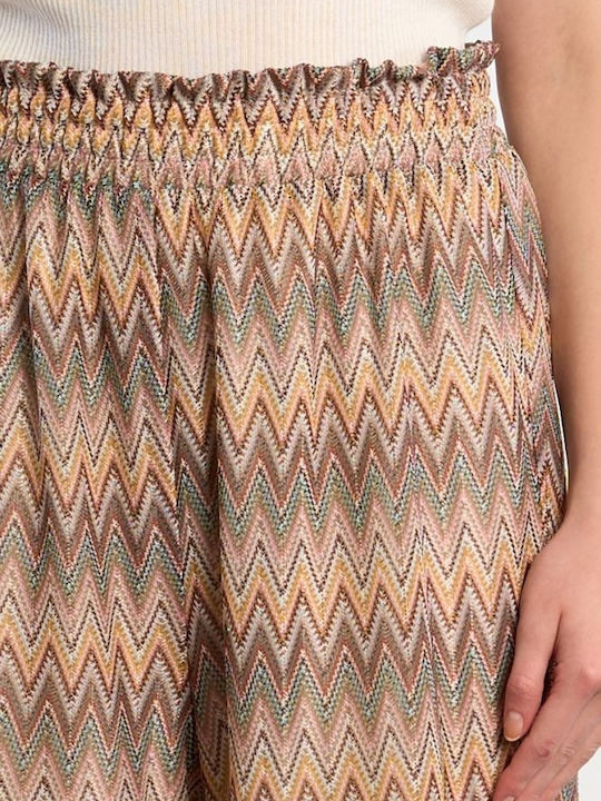 Damen Stoffhose in Breit Bein Stil Beige