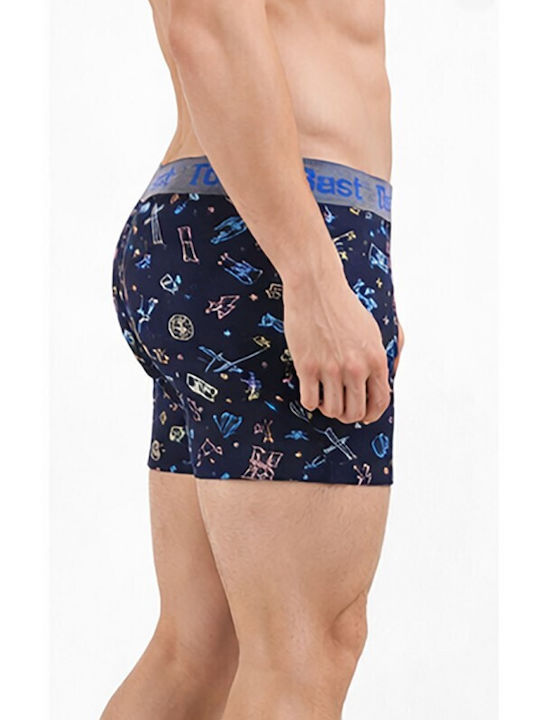 Herren Boxershorts Blau mit Mustern 1Packung