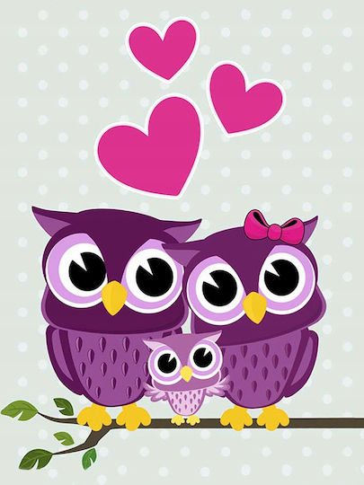 5d Diamond Mosaic Owl Family Easel