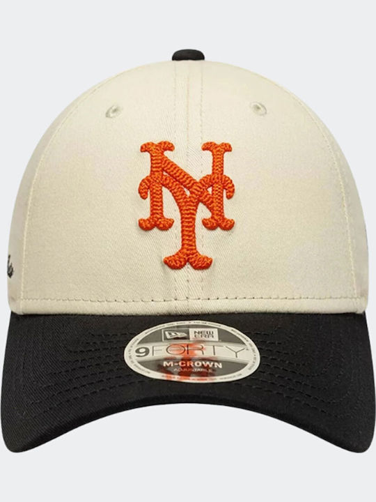 New Era New York Mets Mlb Side Script Кремава 9forty M-crown Регулираща Се Капачка Унисекс Многоцветна