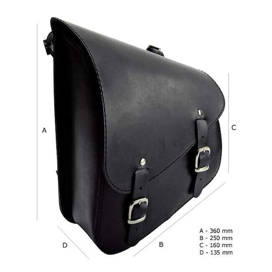 Longride Swingarm Bag Smooth Black Leather