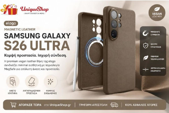 Θήκη Samsung Galaxy S26 Ultra Elago Magnetic Leather Vegan Δέρμα Magsafe Taupe Egs26msle69-tou