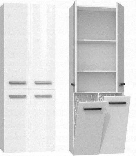 Topeshop NEL 2K DD Στήλη Μπάνιου Δαπέδου 60x30x174cm Λευκή