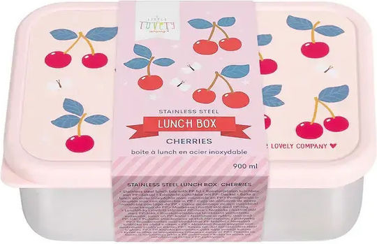 A Little Lovely Company Stainless Steel Kids' Food Container 0.9l Pink 17.5 x 12.5 x 6cm
