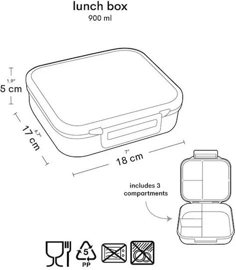 A Little Lovely Company Plastic Kids' Food Container 0.9 Litre 18 x 17 x 5 cm
