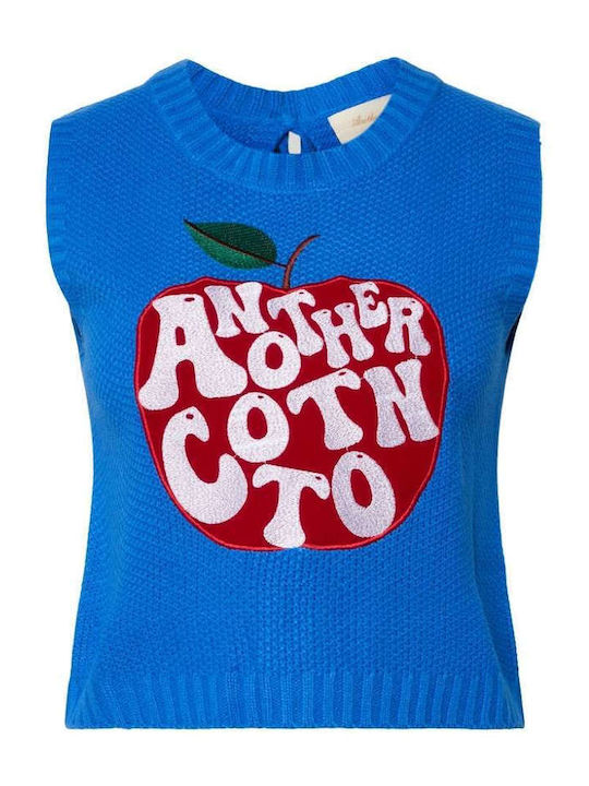 Damen Bluse Baumwolle Ärmellose Blau