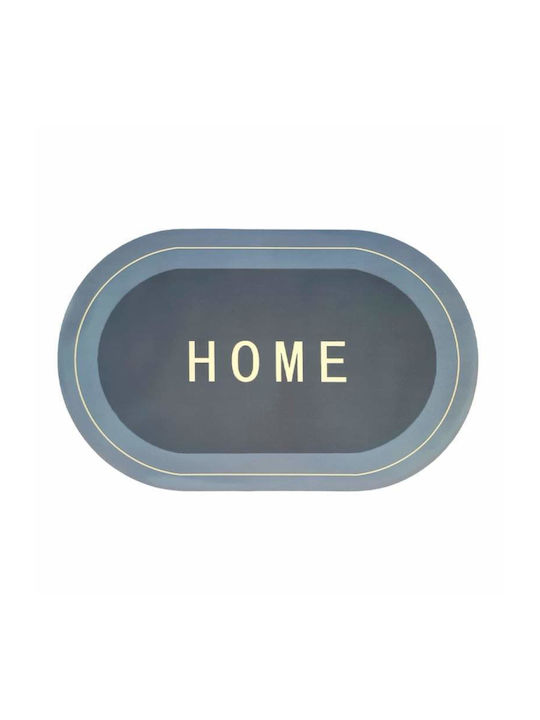 Non-Slip Bath Mat Oval Light Grey/blue 77x47.5cm