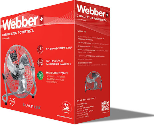 Webber Ανεμιστήρας Δαπέδου 80W Διαμέτρου 40cm Λευκός