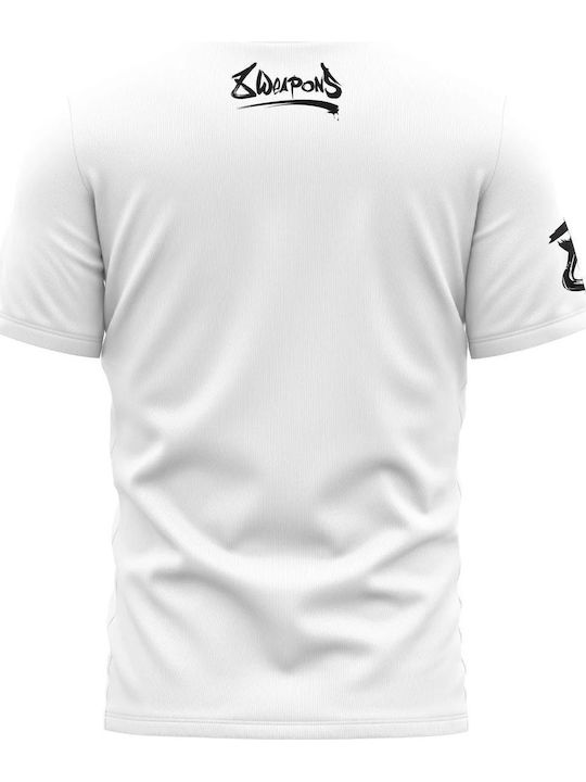 8 Weapons Men's Short Sleeve Shirt 8010060-3-WH for Muay Thai White