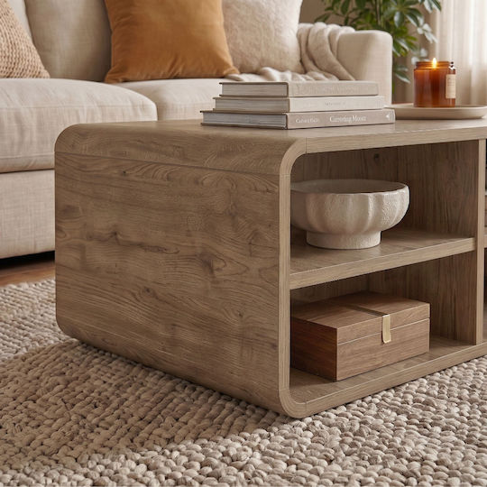 Rectangular Central Coffee Table Rovel Wooden Sepet Oak L80.3xW50xH32.5cm