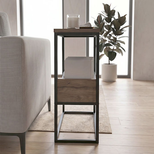 Rectangular Side Table Tenol Wooden Light Walnut W55xD25xH62cm