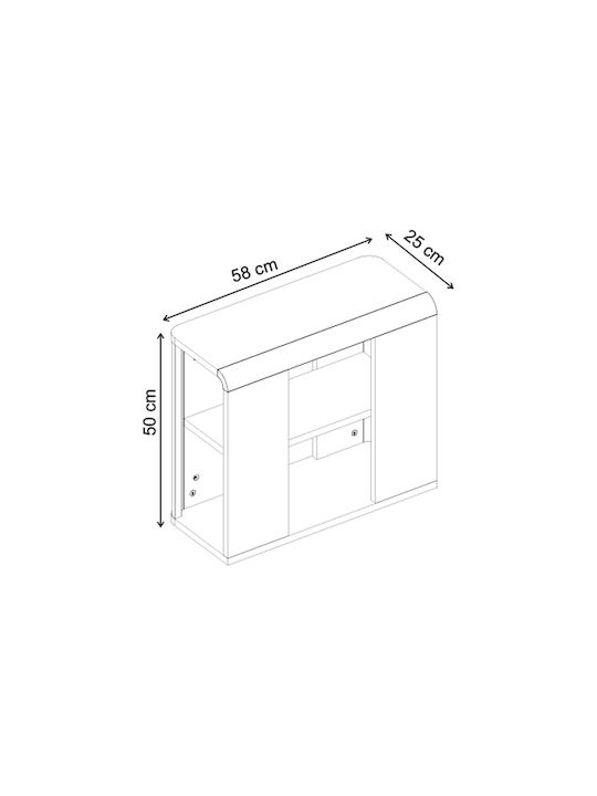 Oberflächenform Rechteckig Beistelltisch Colia Holz Sepet Eiche M58xL25xH50cm