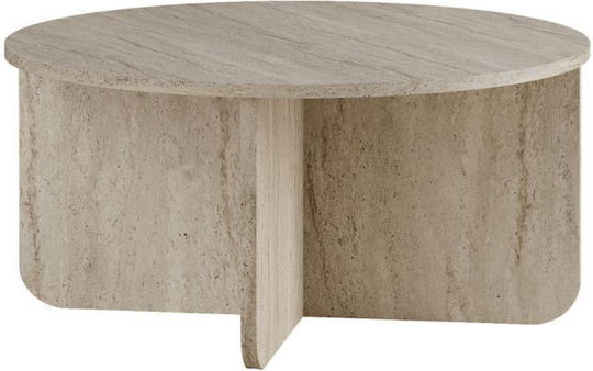 Round Central Coffee Table Hillary Wooden Travertine L80xW80xH38cm