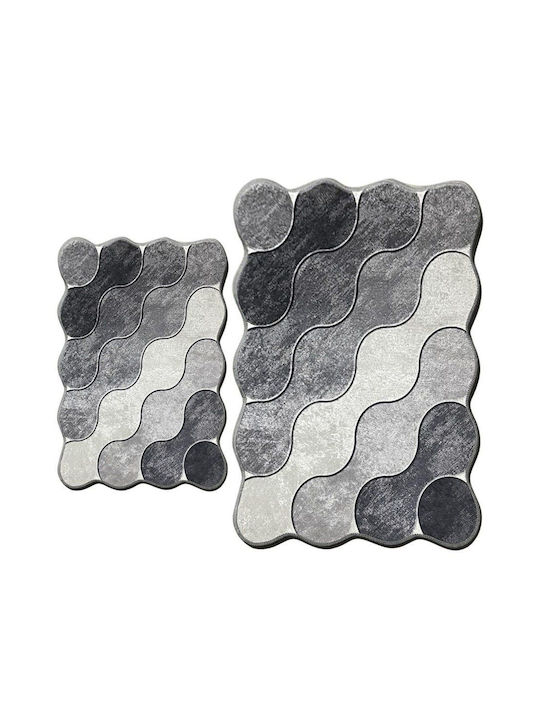 L'Εssentiel Maison Set Badematten Synthetisch,Polyester/Cotton/Leather Rechteckig Grey 2Stück