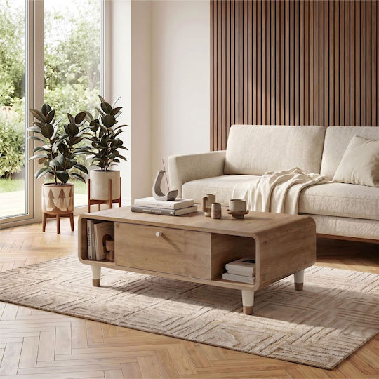 Rectangular Central Coffee Table Doro Wooden Sepet Oak L100xW60xH34.6cm
