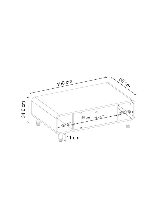 Rectangular Central Coffee Table Doro Wooden Sepet Oak L100xW60xH34.6cm
