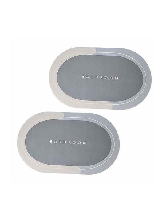Antiderapant Set Covorașe de Baie Oval Light Blue/grey 2buc