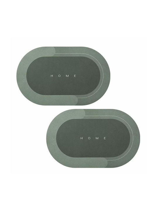 Rutschfest Set Badematten Oval Green 57x38cm 2Stück