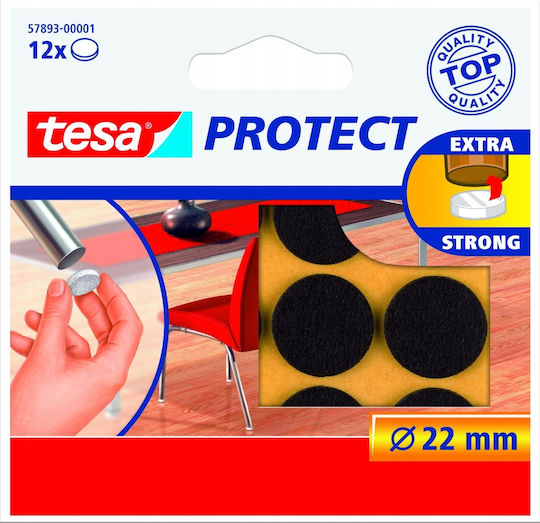 Tesa Self-adhesive Felt Pads Furniture Chairs Brown 22mm 12pcs X3