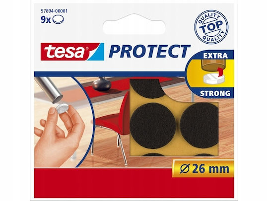 Tesa Self-adhesive Felt Pads Furniture Chairs Brown 26mm 9pcs X3