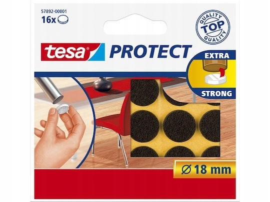 Tesa Discuri de Fetru Autoadezive pentru Mobilier Scaune Maro 18mm 16 Bucăți X2