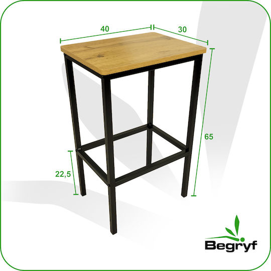 Metallischer Barhocker Eiche 40x30x65cm