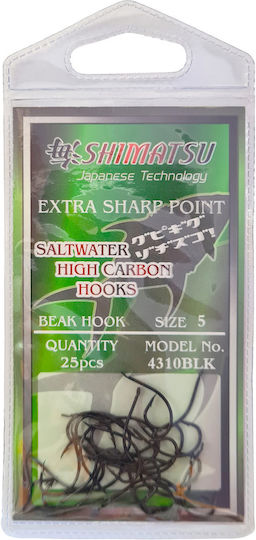 Shimatsu Bent Fishing Hooks 4310 25 Units Black No4