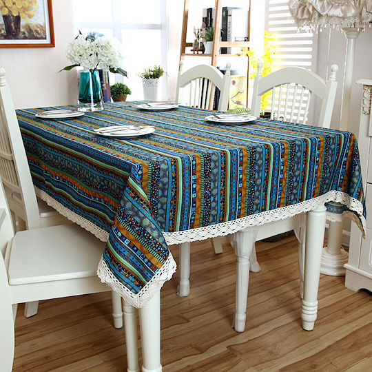FRIPIA Tablecloth With Blue Lace 140x200cm