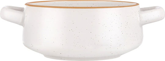Orion Round White Ceramic Serving Bowl with Diameter 21cm