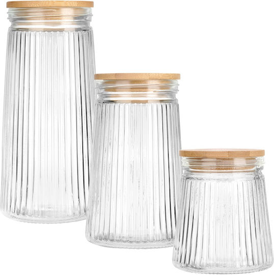 Vilde Set 3 Stück Lebensmittelgläser für Kaffee / Nudeln mit Glasdeckel Braun 1400ml Vilde Set 3 Stück Lebensmittelgläser für Kaffee / Nudeln mit Glasdeckel Braun 1400ml