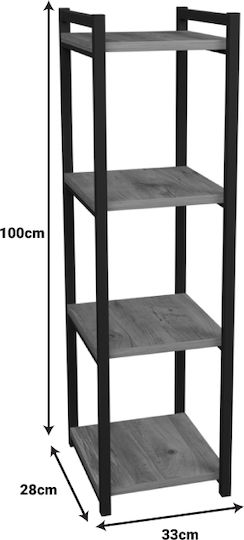 Βιβλιοθήκη Harvey Μαύρο 33x28x100εκ.