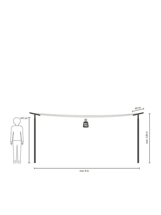 Brabantia Folding Floor Clothes Drying Rack for the Garden with Hanging Length 50m