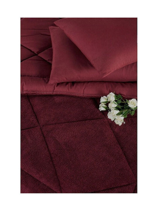 SteweHome Set Kids Double Sided Single Duvet with Pillowcase Bordeaux 100x200cm