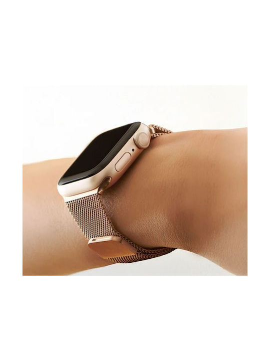 Decoded Milan Traction Stainless Steel Band Metal Bracelet Apple Watch Series Ultra 1-3 Series 1-11 SE 1-3 Shiny Gold De-d26aws45mts2gd