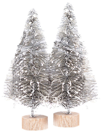 Dekorative Silbers Weihnachtsdekorationen mit Bäumen 8cm 2 Stück