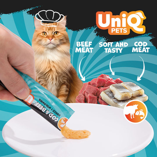 Creamy Pasta Treat Cats Cod Beef Purrcream Uniq Pets 15g