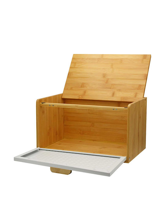Brunbeste Cutie de Pâine cu Capac din Bambus Albă 37x20.5x22cm