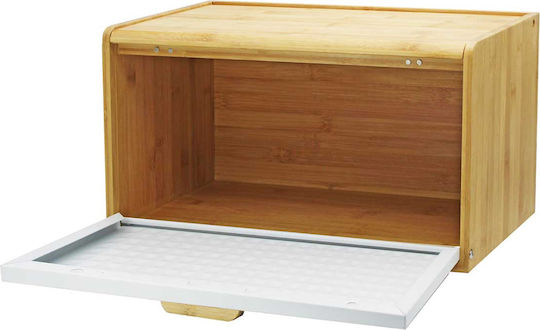 Brunbeste Bread Box with Lid Bamboo White 37x20.5x22cm