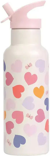 A Little Lovely Company Kids Water Bottle Thermos Stainless Steel with Straw 500ml