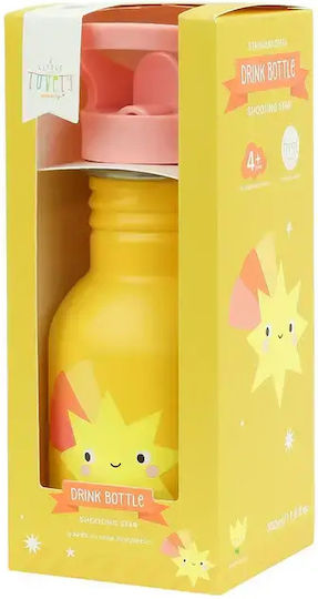 A Little Lovely Company Kids Water Bottle Stainless Steel with Straw Shooting 350ml