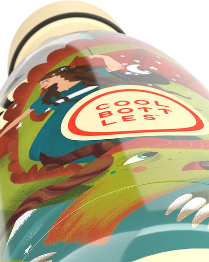 Cool Bottles Kids Water Bottle Thermos Silicone with Pop-Up Cap Green 350ml