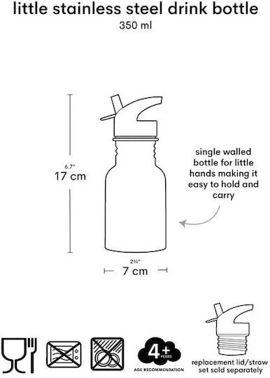 A Little Lovely Company Kids Stainless Steel Water Bottle Happy 350ml